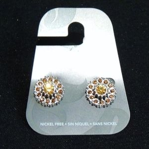 Minicci Earrings - w/ Deep Brown & Gold Crystals